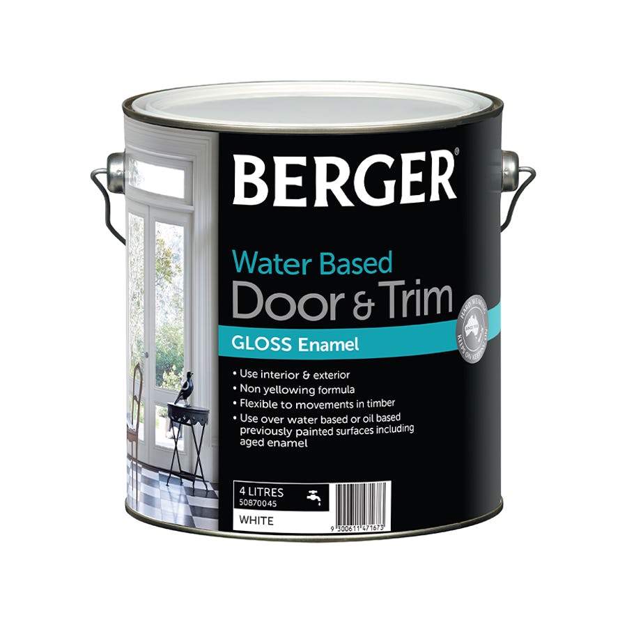 BERGER DOOR & TRIM WATER BASED GLOSS ENAMEL WHITE