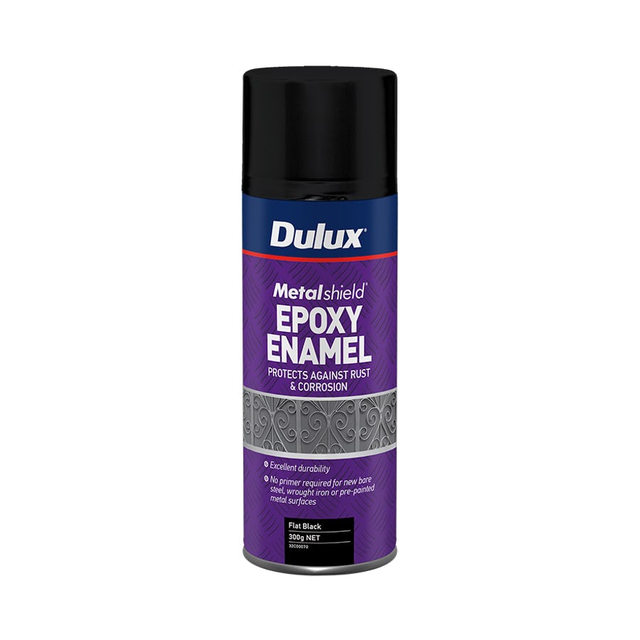 DULUX METALSHIELD EPOXY ENAMEL SPRAY FLAT BLACK 300G