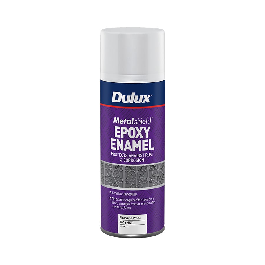 DULUX METALSHIELD EPOXY ENAMEL SPRAY FLAT WHITE 300G