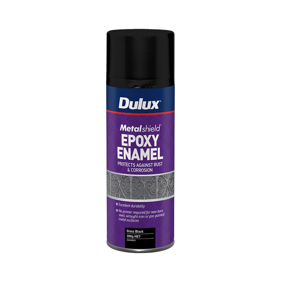 DULUX METALSHIELD EPOXY ENAMEL SPRAY GLOSS BLACK 300G