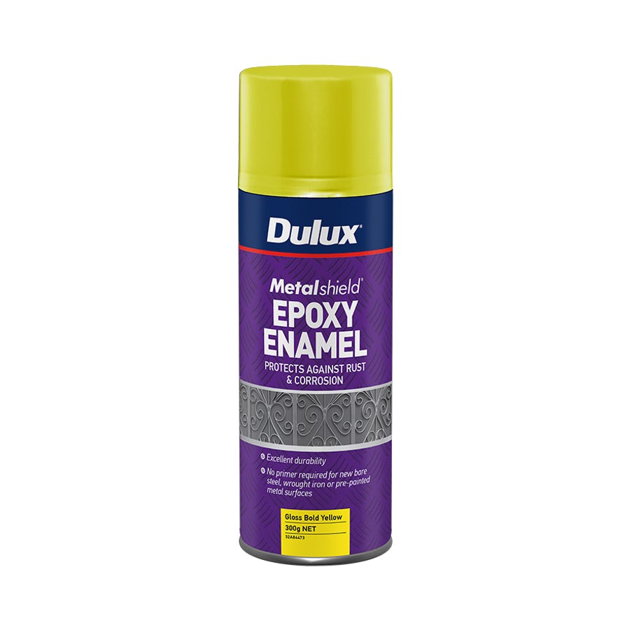 DULUX METALSHIELD EPOXY ENAMEL SPRAY GLOSS BOLD YELLOW 300G