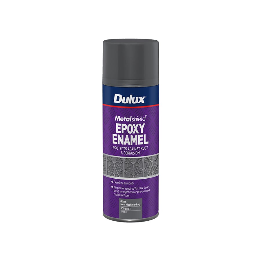 DULUX METALSHIELD EPOXY ENAMEL SPRAY GLOSS NEW MACHINE GREY 300G