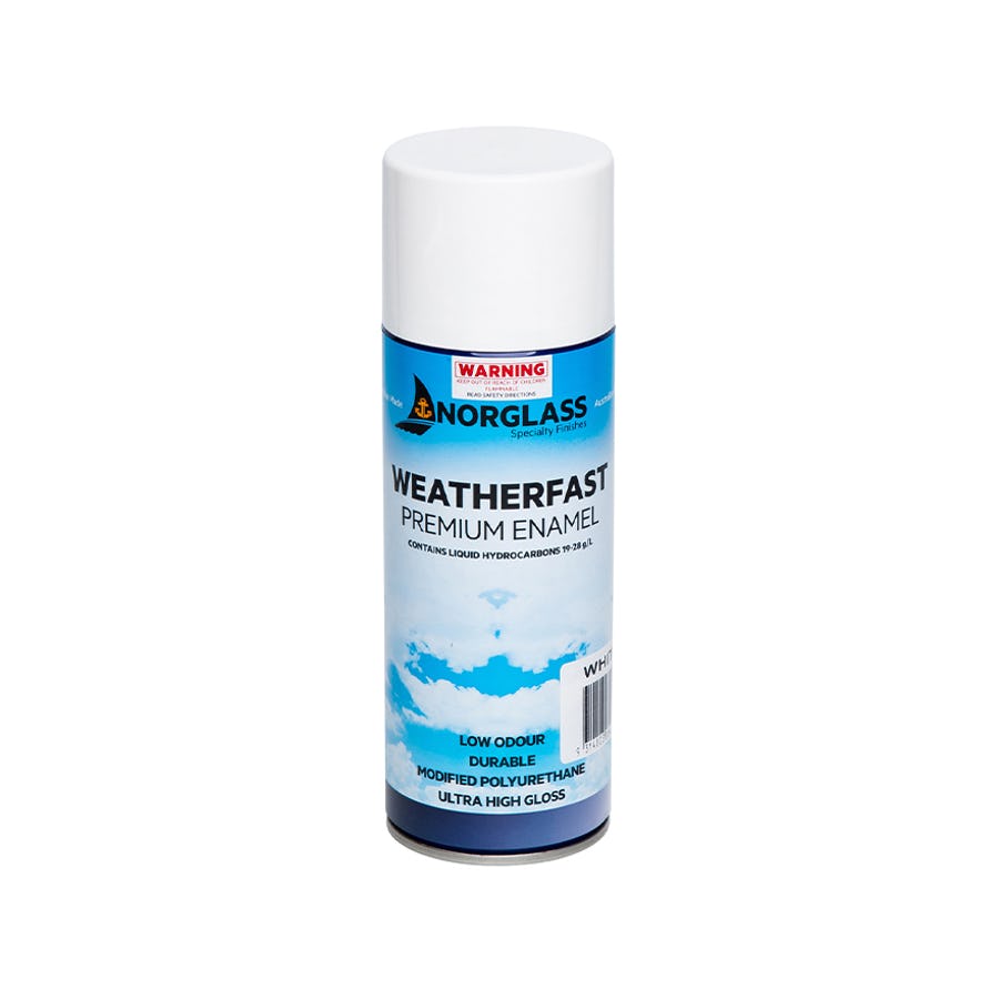 NORGLASS WEATHERFAST PREMIUM ENAMEL AEROSOL SPRAY GLOSS WHITE 300G